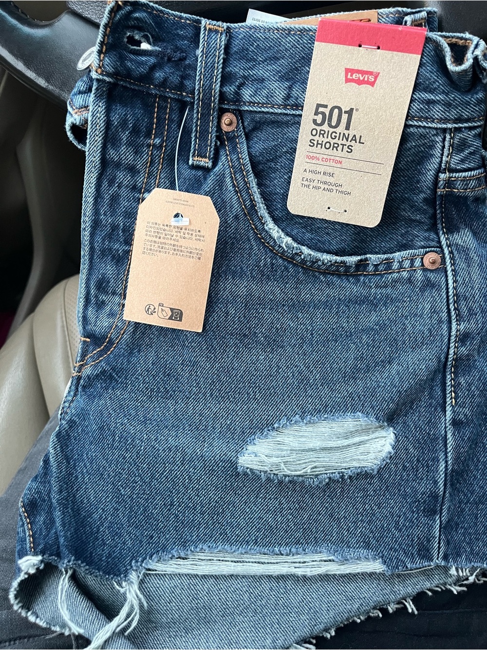 501 Levi's Distressed High-Rise Jean Shorts